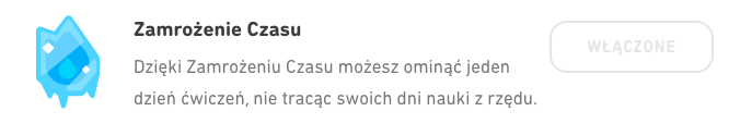 Funkcja zamrożenia czasu w aplikacji Duolingo
