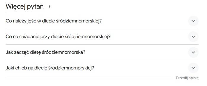 Pytania prezentowane przez wyszukiwarkę powiązane z frazą dieta śródziemnomorska