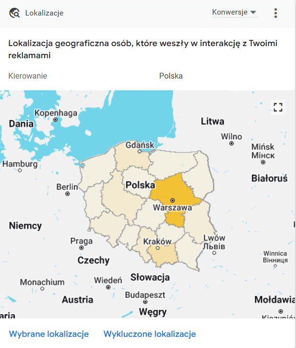 Lokalizacja geograficzna osób, które miały interakcję z daną reklamą