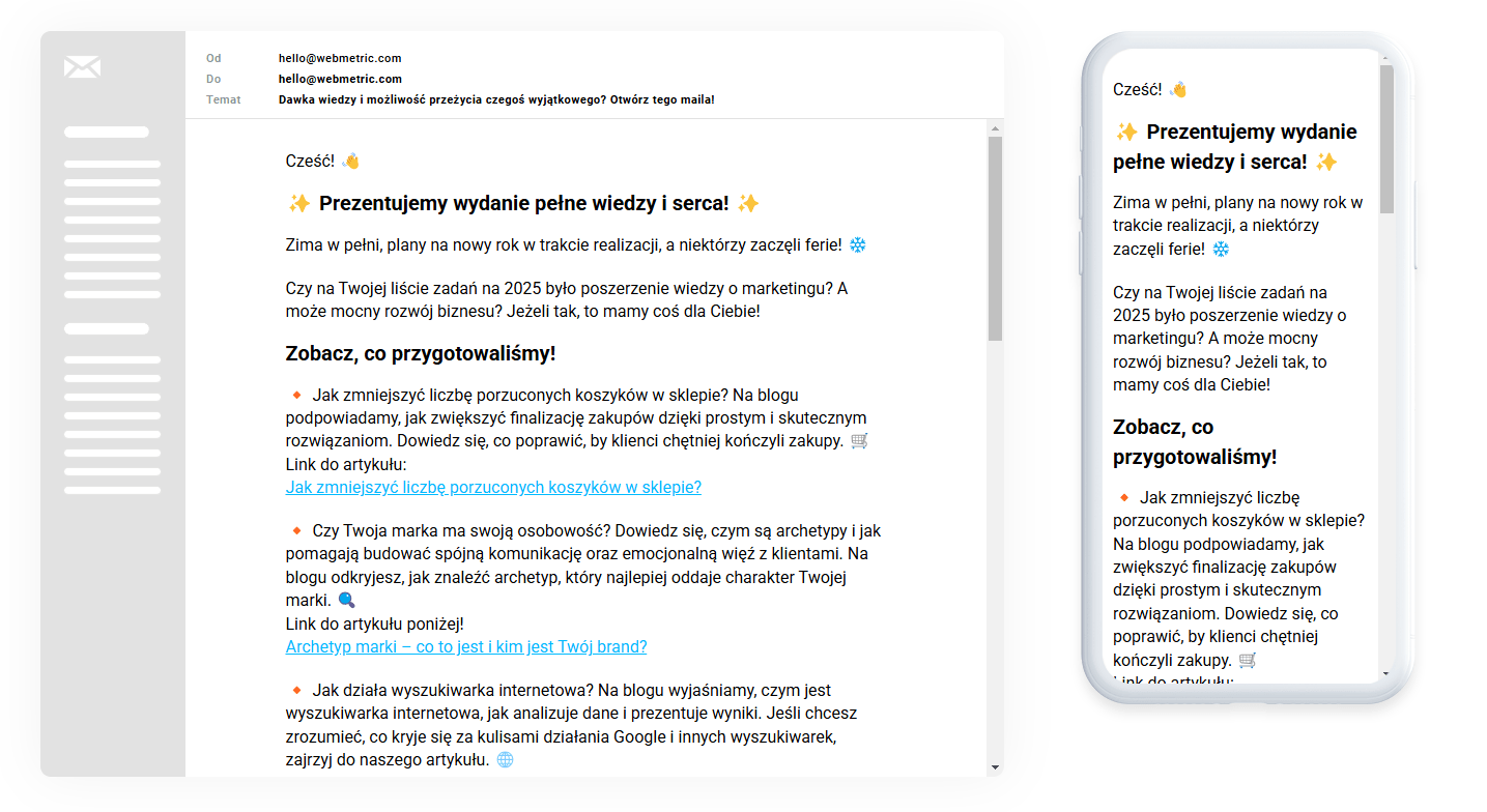 test responsywności newslettera