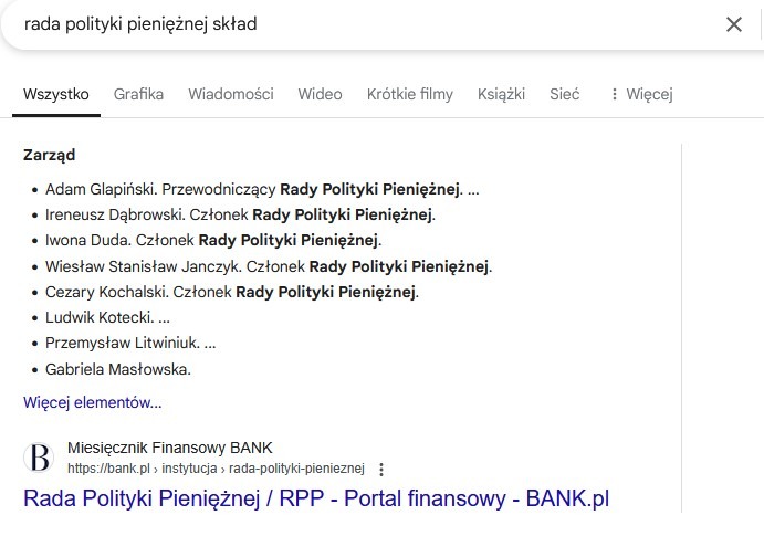 Przykład wyniku zerowego