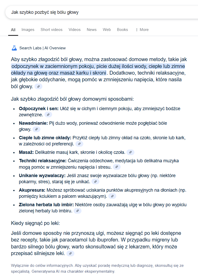 Sposób na szybkie pozbycie się bólu głowy. Źródło: www.google.com.