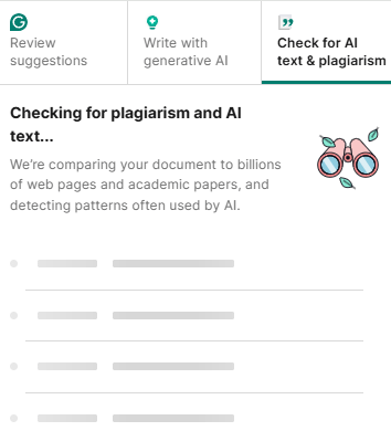 Analiza plagiatu w narzędziu Grammarly.