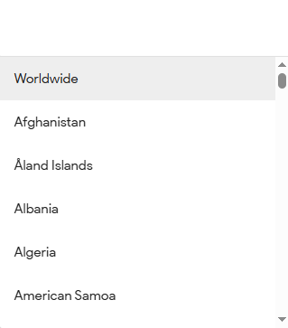 Wybór lokalizacji w Google Trends.