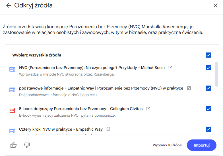 notebook lm zrzut ekranu