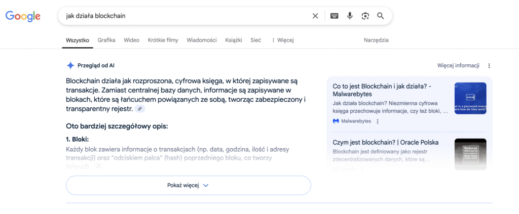 Przykład wyniku AI Overview. Źródło: google.com