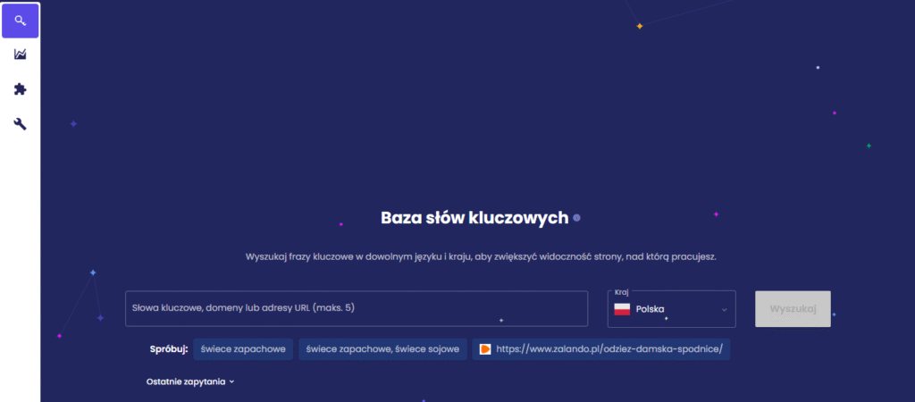 Baza słów kluczowych w Senuto.