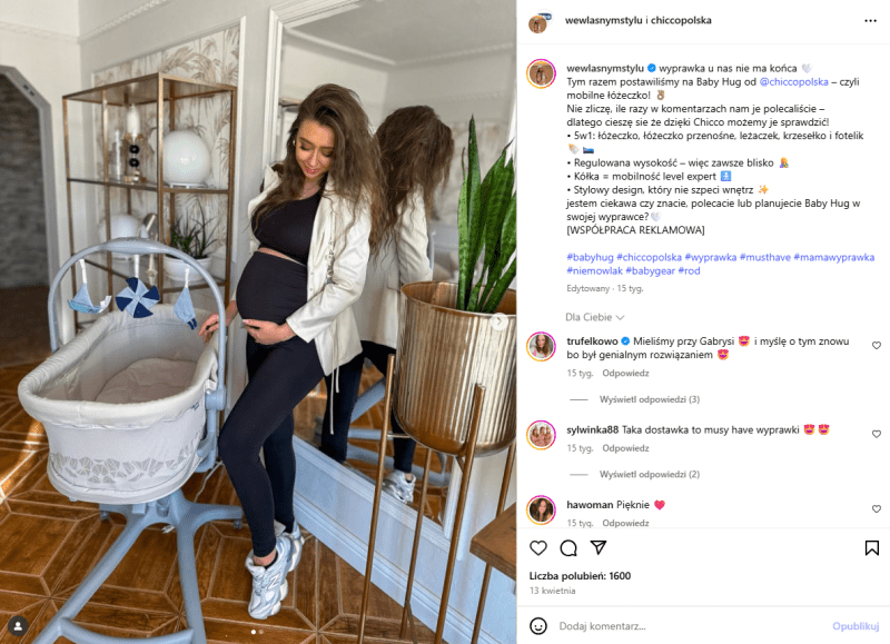 Influencerka @wewlasnymstylu regularnie podejmuje współpracy z różnymi markami widocznie zwiększając ich rozpoznawalność oraz wpywając na sprzedaż.