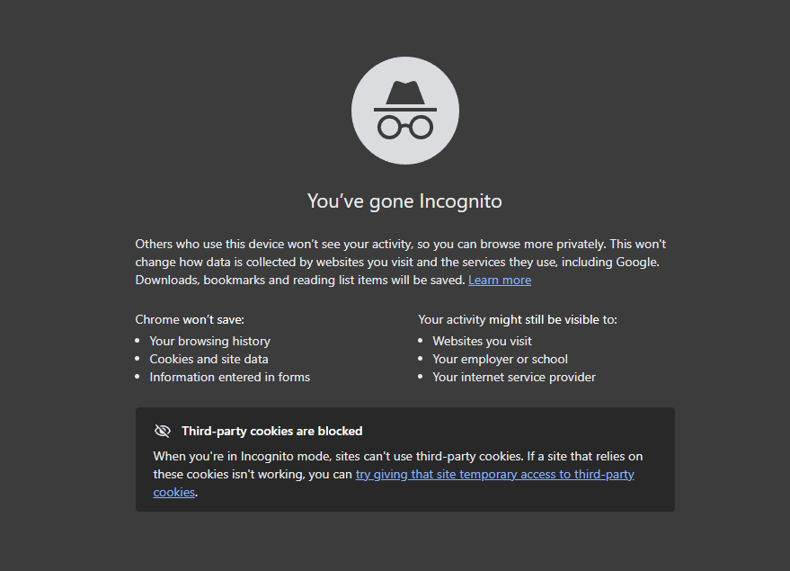 Google Chrome w trybie incognito → Ctrl + N.