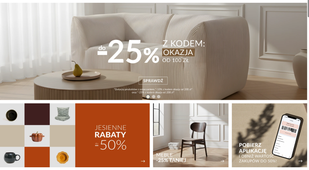 Przykładowe zniżki w Homla tuż przed Black Friday. Źródło: www.homla.com.pl