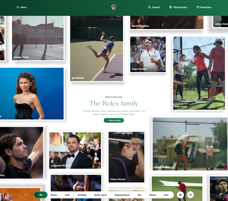 Spójność wizualna i logiczna w serwisie Rolex.