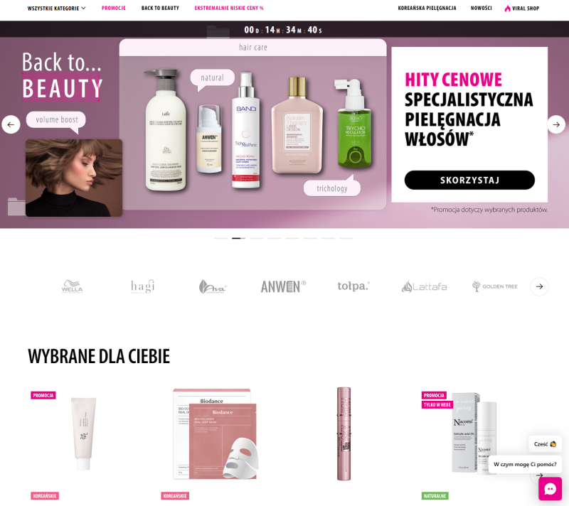 Wyrazisty, a zarazem prosty interfejs w serwisie Hebe.