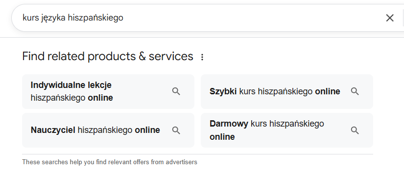 Podobne wyszukiwania tematyczne w Google.