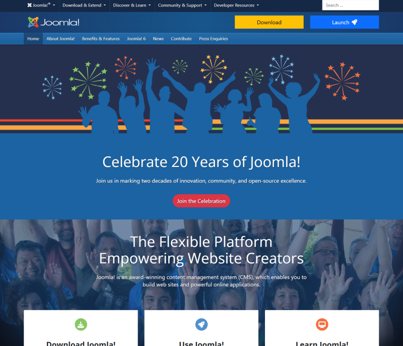 Strona internetowa Joomla. Źródło: www.joomla.org