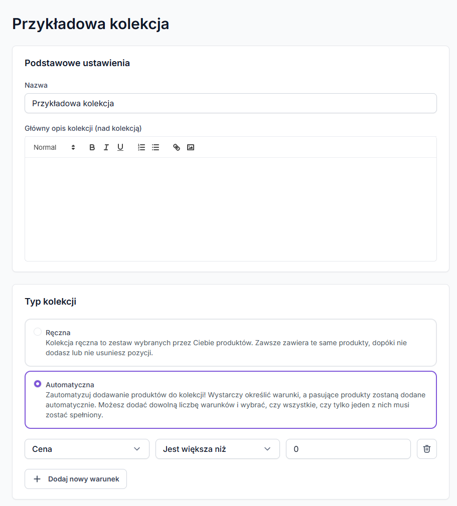 Dodawanie stanów magazynowych w postaci kolekcji – Redcart.