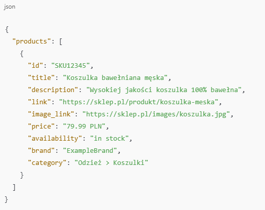 Feed produktowy w formacie JSON – alternatywa dla XML.