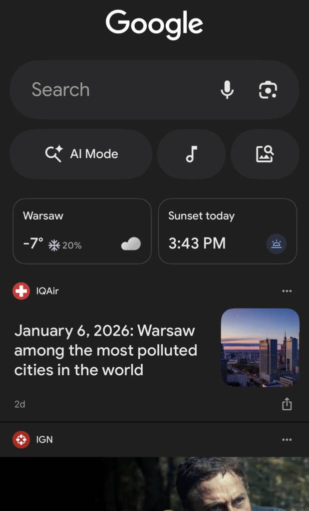 Wyszukiwarka i Google Discover – porównanie.