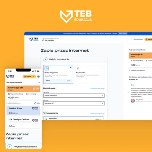 UX/UI Design procesu wyboru kierunku i podpisywania umowy online dla TEB Edukacja